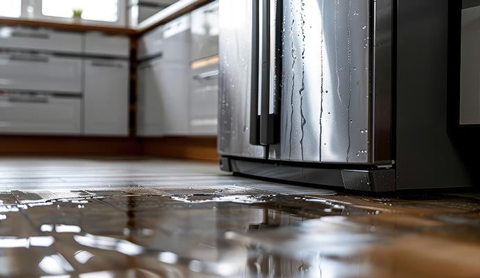 Floor water damaged due to appliance leak Floor water damaged due to appliance leak