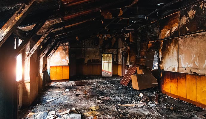 Fire damaged commercial property