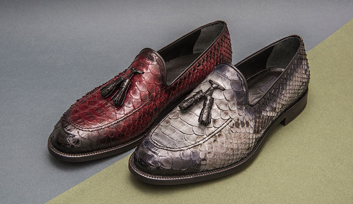 Leather Restoration a photo of leather snake skin cowboy boots