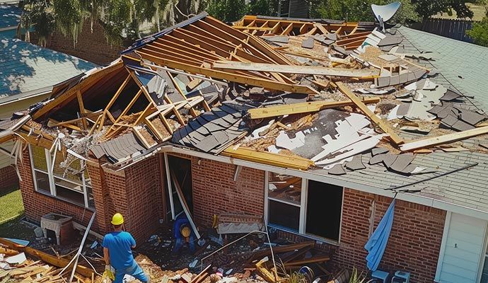 House roof damaged by storm House roof damaged by storm