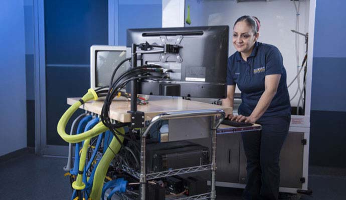 Technician working on content recovery system